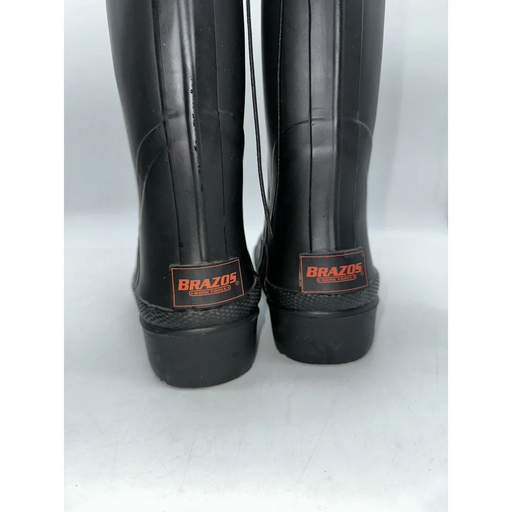 Brazos Men's Black Waterproof Rain Work Steel Toe Boots Size 6 D, FWBWRB1035